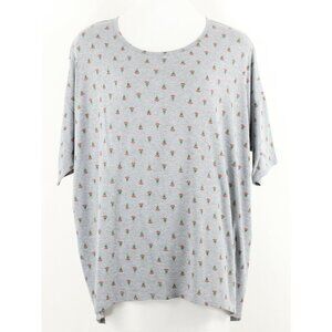 LuLaRoe Sz 3XL Gray Red Green Multi Hi Lo Polyester Spandex Knit Top